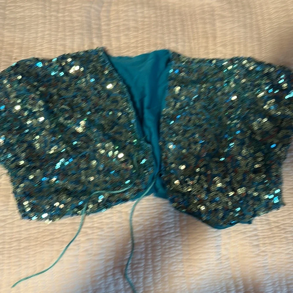 balera Teal Sequin Dance Costume Set girls